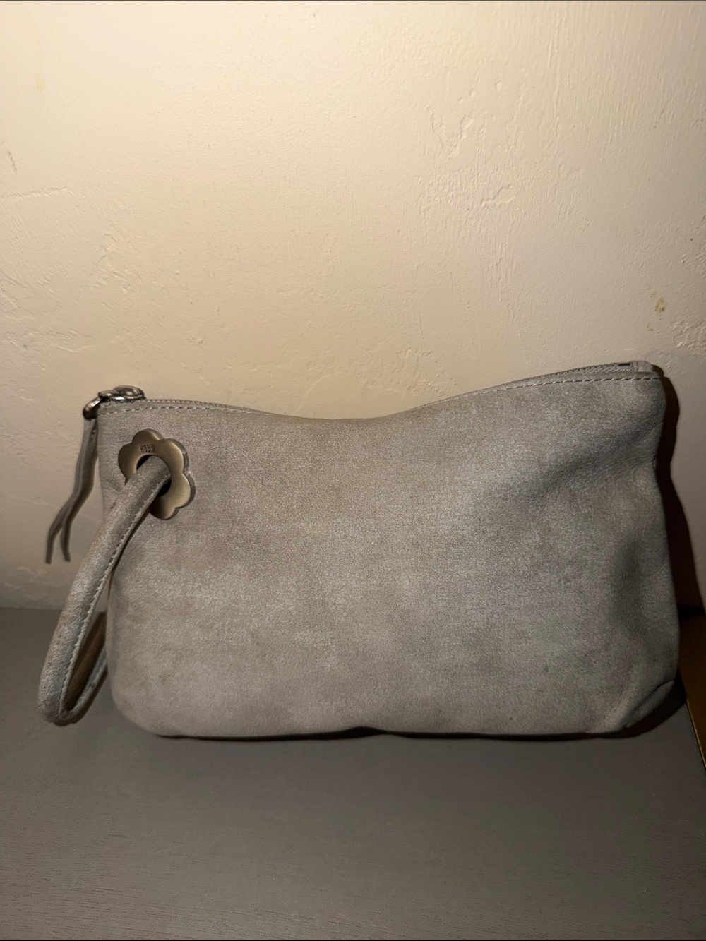 HOBO Light Gray Suede Wristlet Clutch